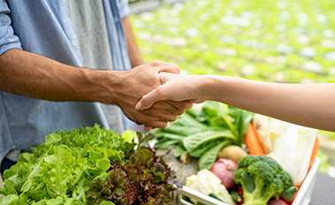 handshake of people at farmers market