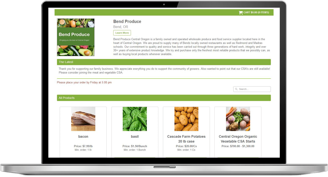 Image of the Food4All Software Application being used with Bend Produce